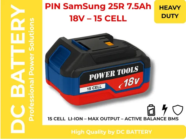Pin công cụ 18v/21v makita samsung25r 7.5ah