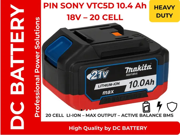 Pin công cụ 18v/21v makita sony vtc5d 10.4ah